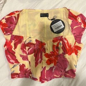 White Fox Boutique Spring Fling Bustier Lemon Wildflower Top // BRAND NEW W TAGS